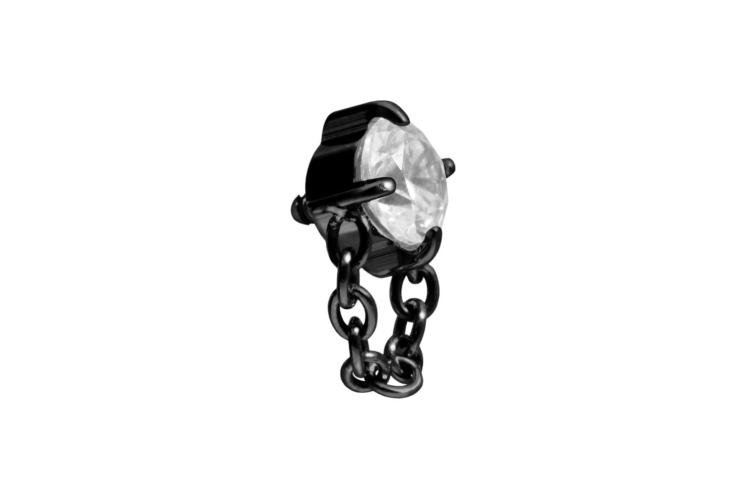 Titan Schraubaufsatz mit Außengewinde KRISTALL + KETTE von Piercingline